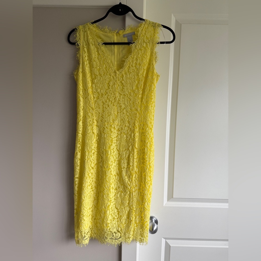 H&M Yellow Sheath Midi Dress V-Neck Sleeveless